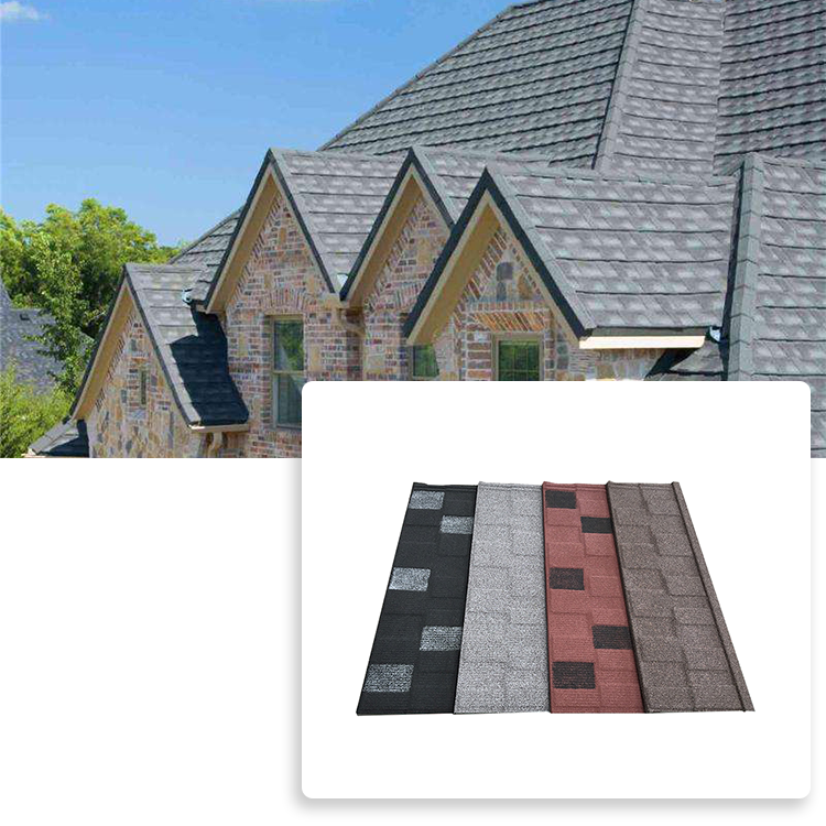 Galvanized stone colour coated steel roofing  colourful spanish metal stone coated roof tile 