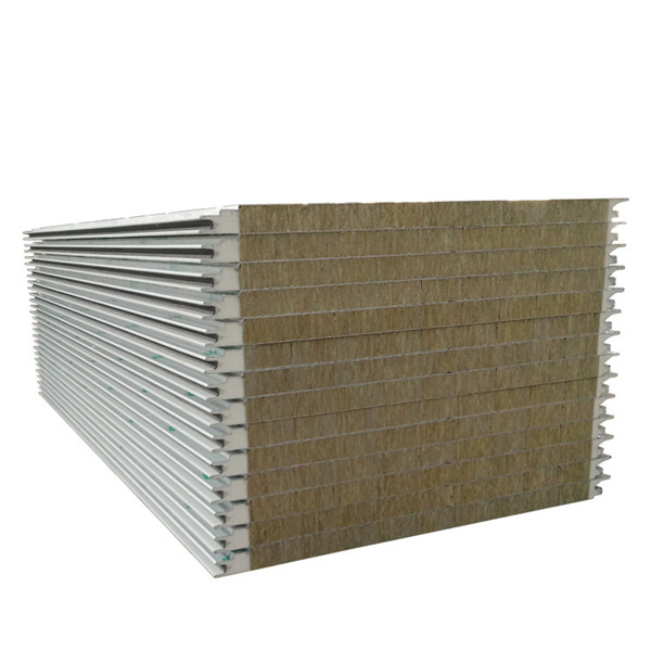 China Colored coated Steel  Panels  Rock Wool Sandwich Wall Panel For house in Nigeria
