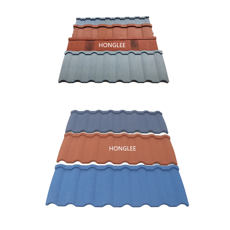 HONGLEE Stone Coated Metal Shingles Steel Roofing Easy Installation 1300*420MM Direct Supply From China